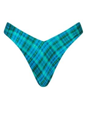 Kulani Kinis Y Cheeky Bikini Bottom Tropic Dip Plaid NWT Size S
